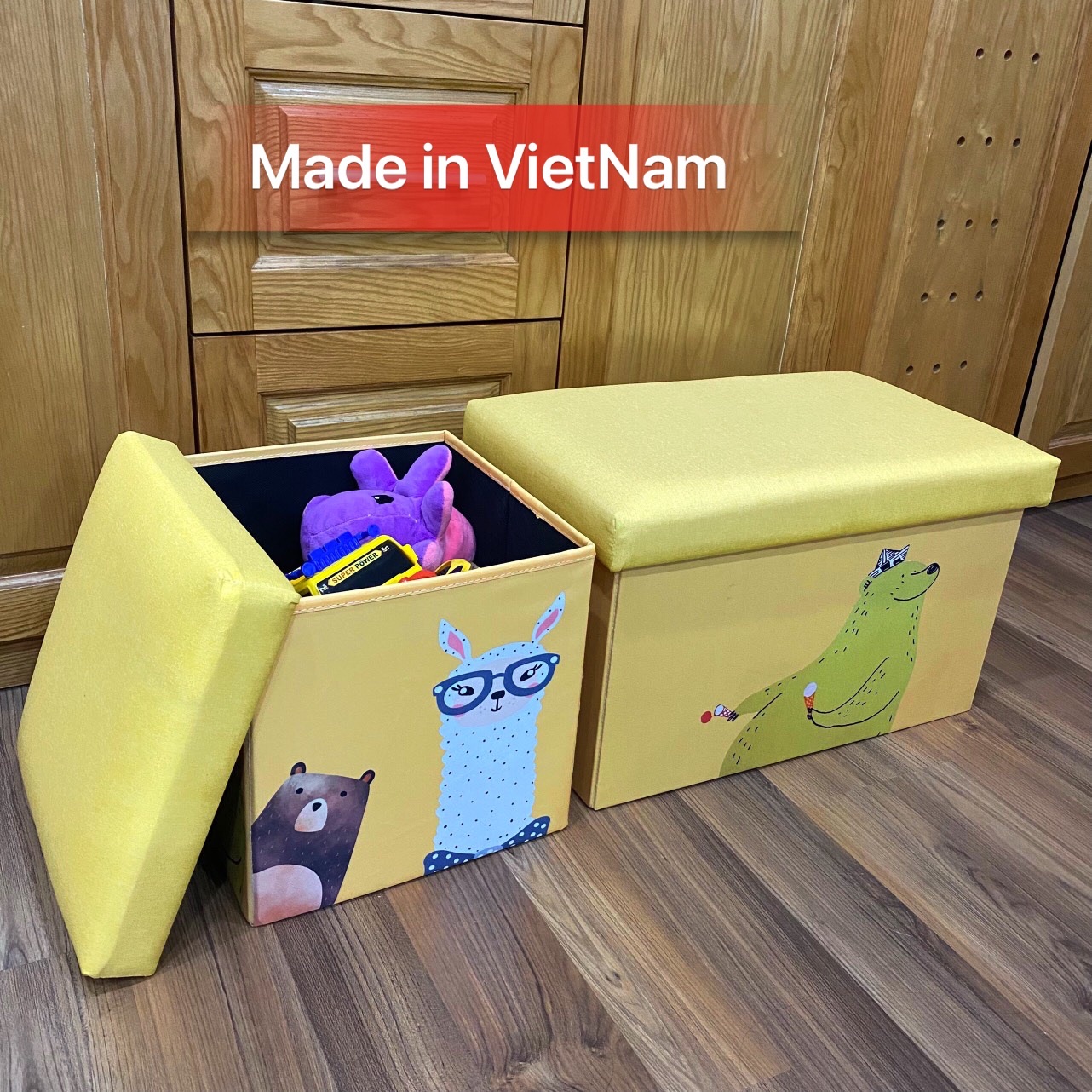 Bộ 2 ghế sofa THA trẻ em kiêm hộp đựng đồ so cute chất vải oxfort 600d cứng cáp họa tiết kỹ thuật số