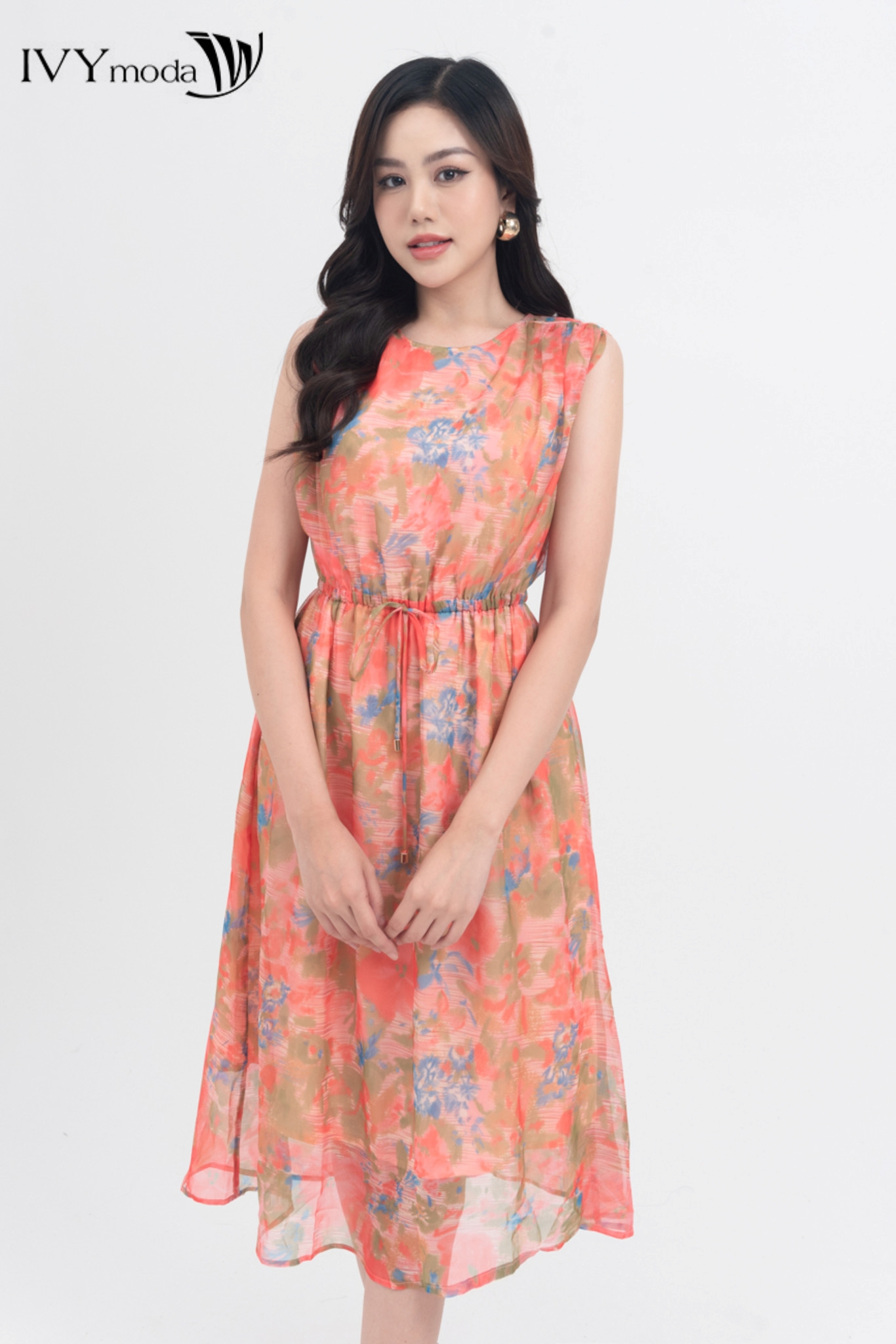 [TẶNG ÁO 2 DÂY] Đầm xòe thắt dây eo IVY moda MS 41M7404