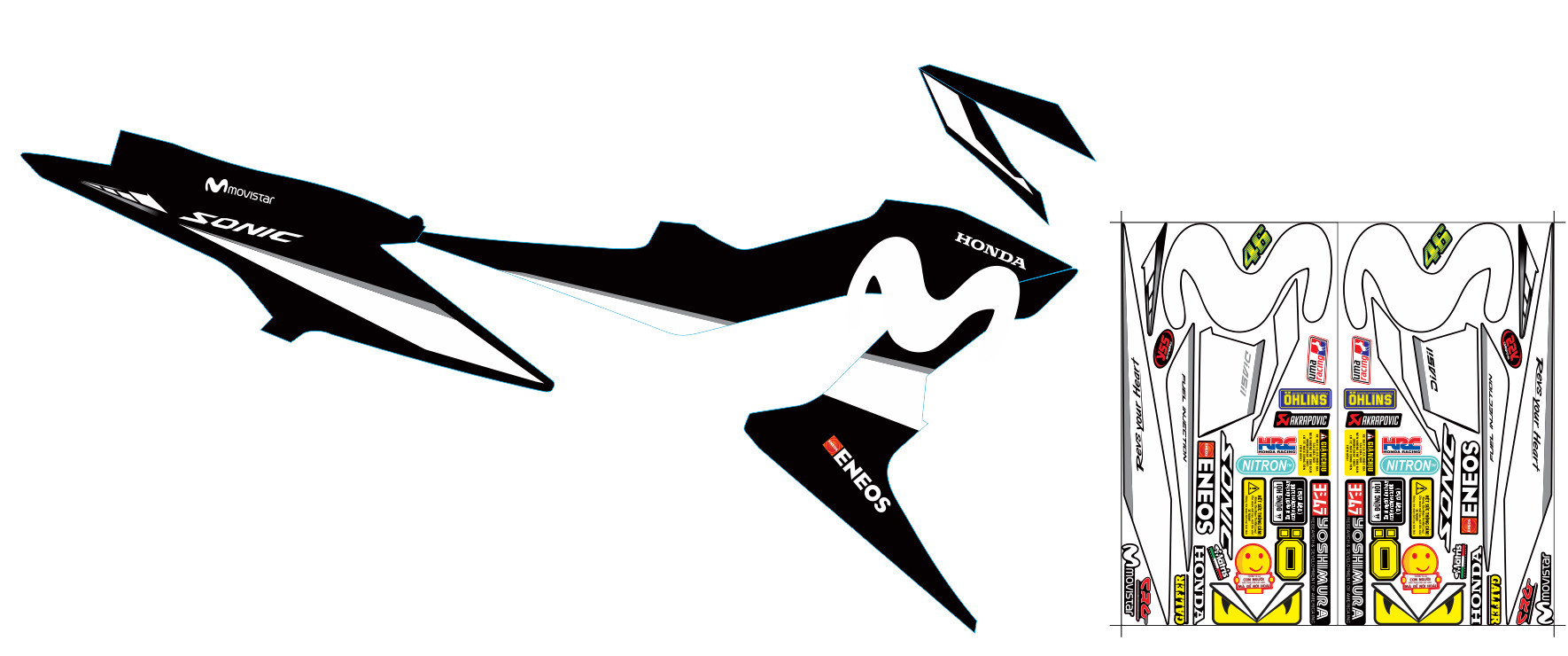 Tem xe sonic movistar tặng logo