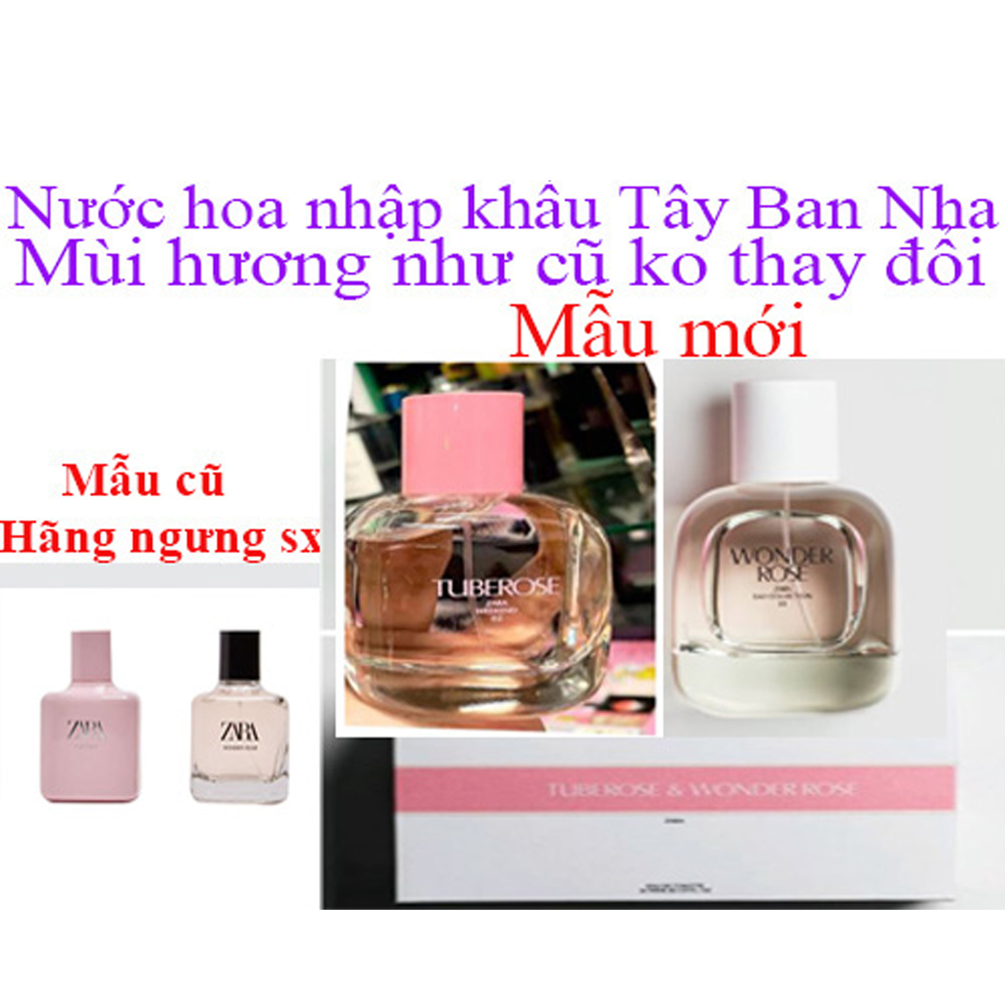 Nước hoa zara tuberose+wonderrose 180ml