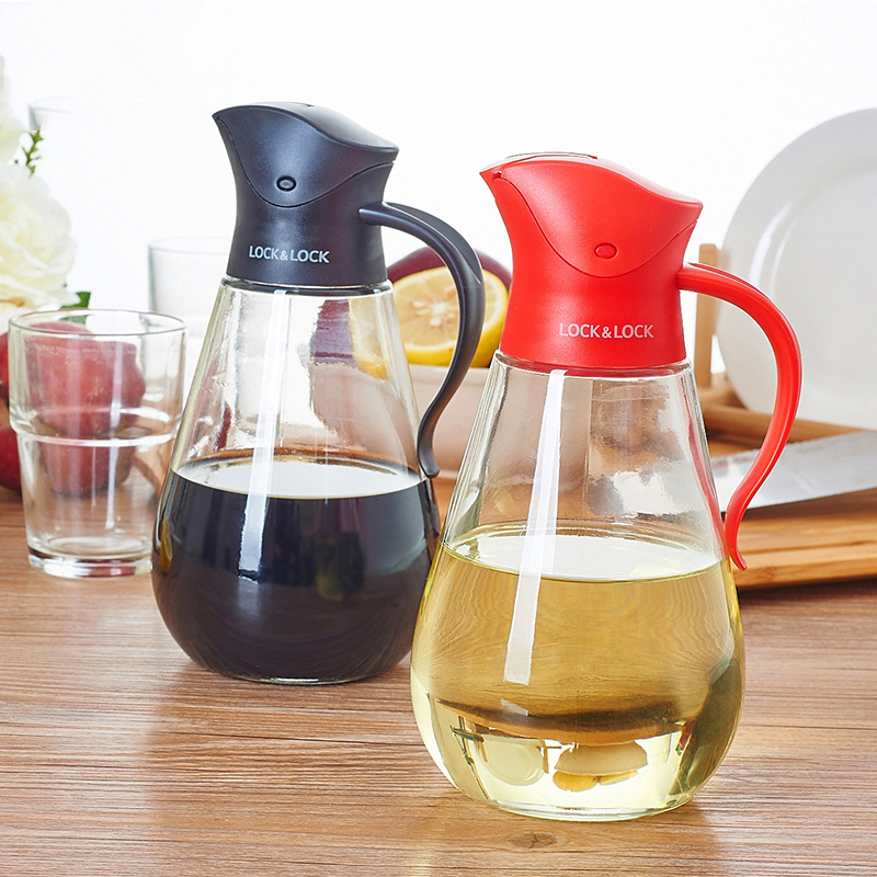 Bình Thủy Tinh Rót Dầu Lock&Lock CKO101 550ml (bình đựng dầu ăn, nước chấm, xì dầu nắp tự động đóng mở)
