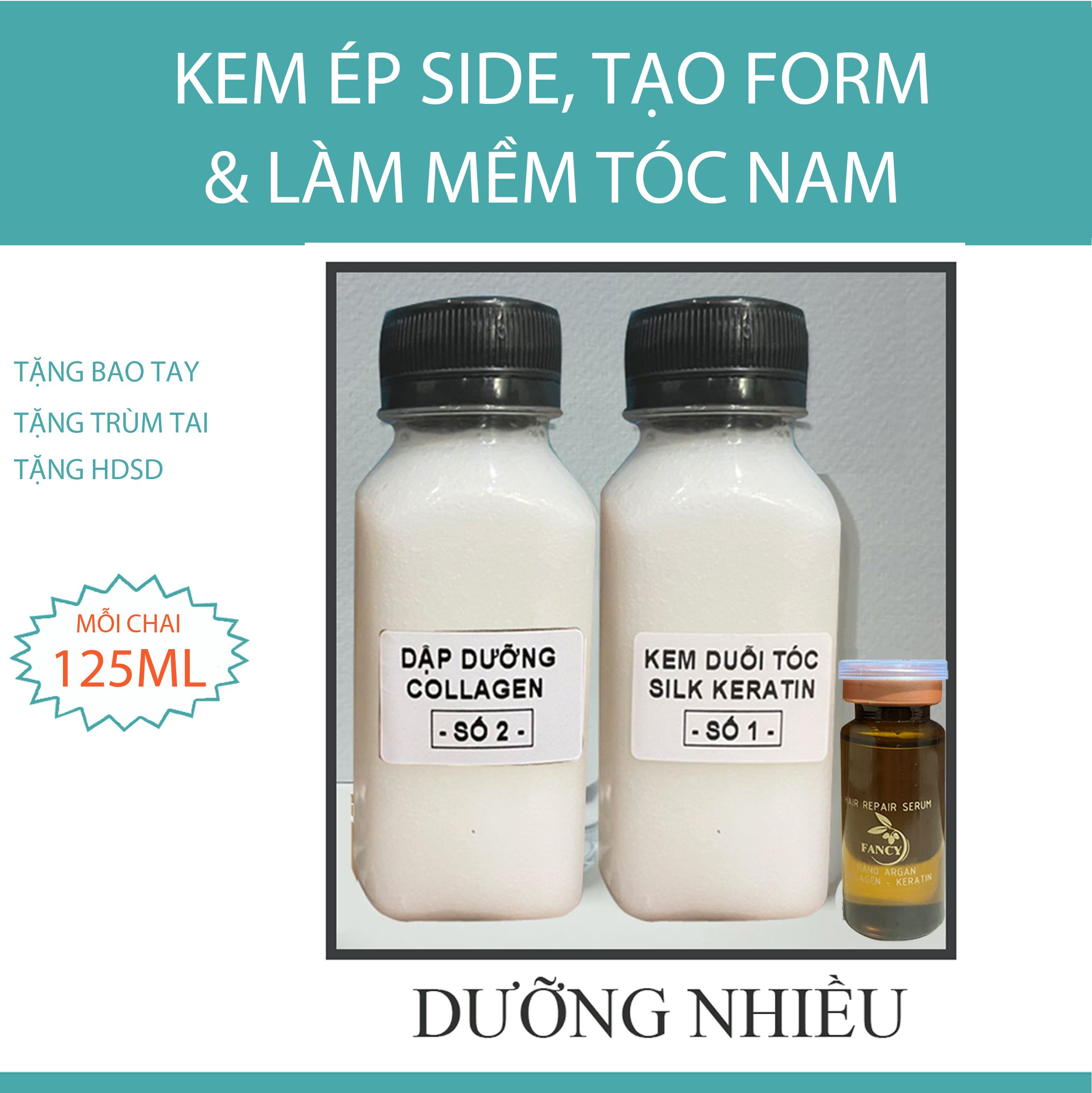 Kem Ép side, Duỗi Tóc, Tạo Form và Làm Mềm Tóc Nam