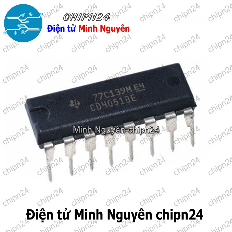 [3 con] (DIP) IC CD4051 DIP-16 (CD4051BE) (IC đa hợp và giải đa hợp 8 kênh tương tự) - HH000413