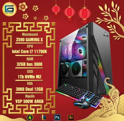 Máy PC cấu hình khủng i7 11700K cân mọi Game ONLINE OFFLINE ĐỒ HỌA KHỦNG RENDER VIDEO