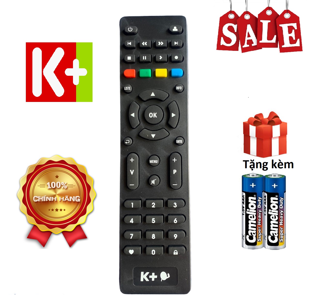 Điều khiển đầu thu K+ HD remote đầu truyền hình K+ HD - Hàng hãng  tặng