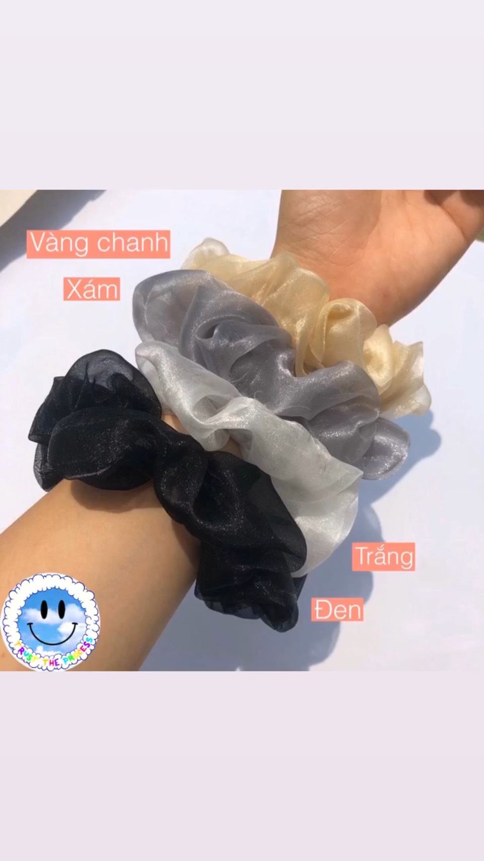 [HCM]COMBO 5 SCRUNCHIES VON KÍNH LẤP LÁNH- CỘT TÓC NỮ THỜI TRANG HOTTREND
