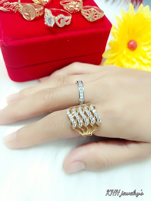 (Có ký hiệu-Không phai màu) Nhẫn Kiểu Lưới vàng Vonfram cao cấp- Dùng tắm rửa thoải mái không phai màu, bao dùng 5 năm