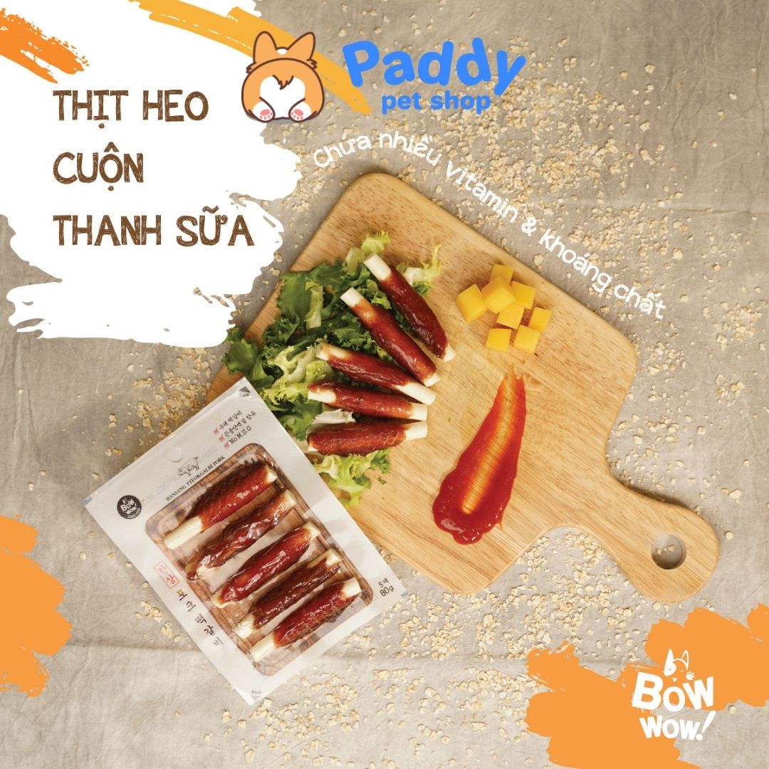 Bánh Thưởng Cho Chó Thịt Cuộn Thanh Sữa BowWow 80g