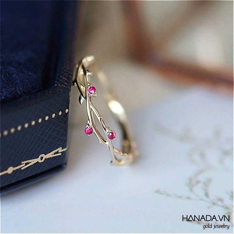 [ LAZXuhuong02 giảm 25K /199K] Nhẫn Vàng 14K Hanada Nhẫn Hoa Hồng