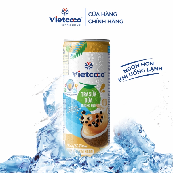 Combo 2 lon Trà sữa dừa đường đen Vietcoco 240ml