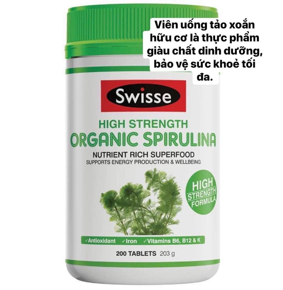 𝐕𝐢𝐞̂𝐧 𝐔𝐨̂́𝐧𝐠 𝐓𝐚̉𝐨 𝐗𝐨𝐚̆́𝐧 Swisse Organic 𝐒𝐩𝐢𝐫𝐮𝐥𝐢𝐧𝐚 - 𝐇𝐨̣̂𝐩 200 𝐯𝐢𝐞̂𝐧