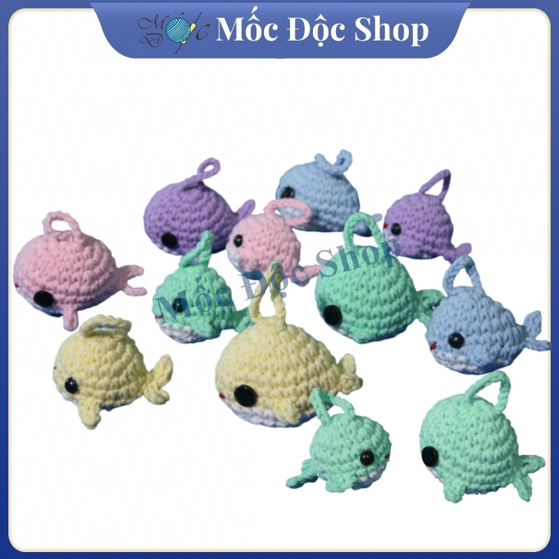 Móc khóa len handmade cá voi (nhiều màu)