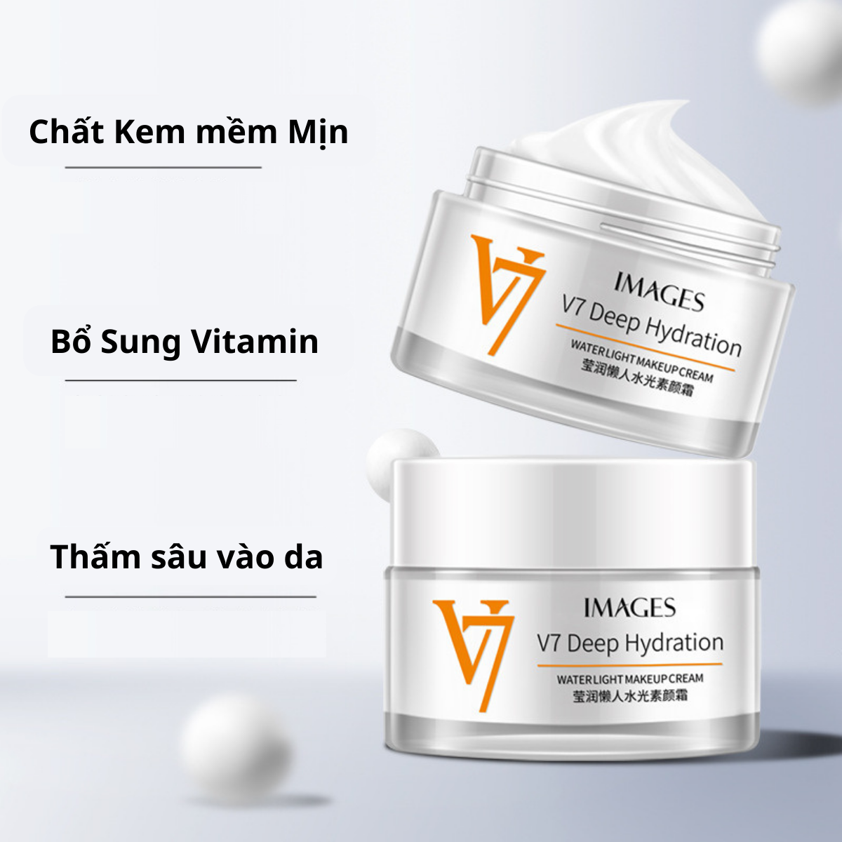Kem dưỡng ẩm dưỡng trắng bật tông V7 dành cho da mặt hương thơm tự nhiên dịu nhẹ phù hợp với mọi loại da 50g