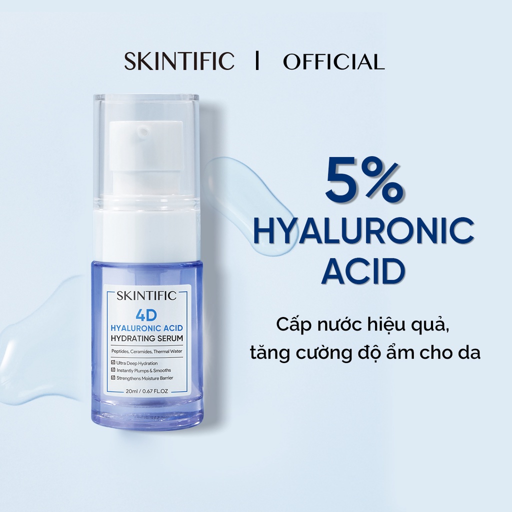 SKINTIFIC Serum 4D cấp nước chứa Hyaluronic acid giúp da mềm mại đủ ẩm 20ml