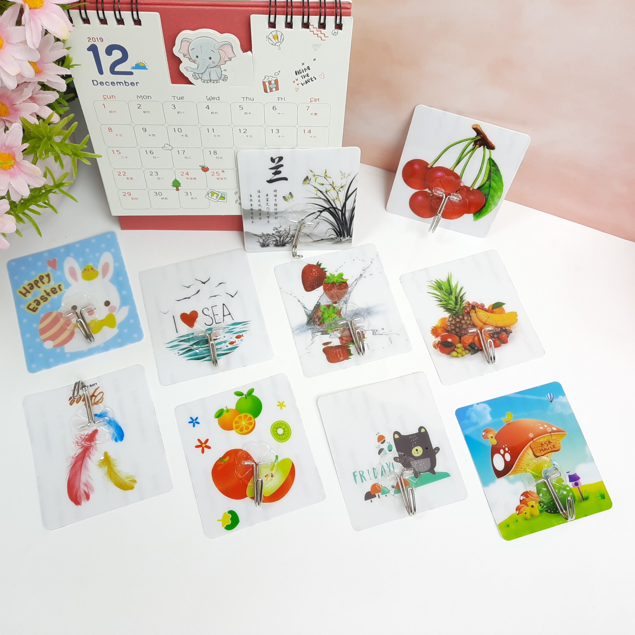 Set 5 Móc Dán Tường 3D Họa Tiết