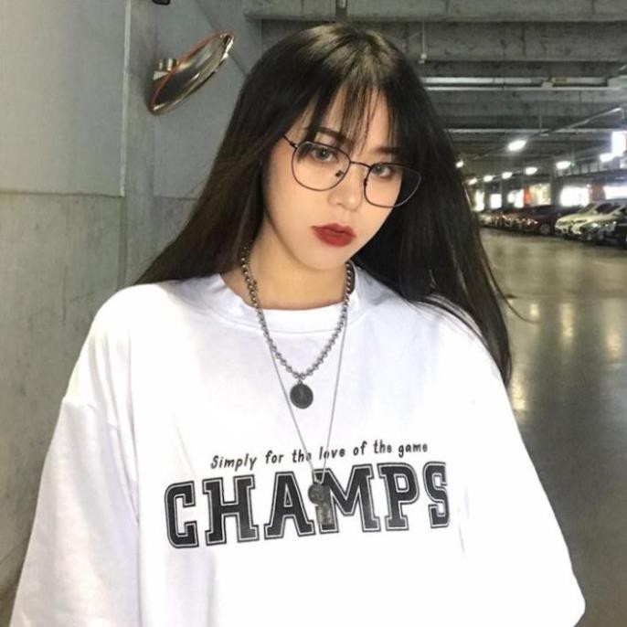 Áo thun tay lỡ Unisex Champs, Áo phông from rộng ,2 màu Đen,Trắng - Setstore