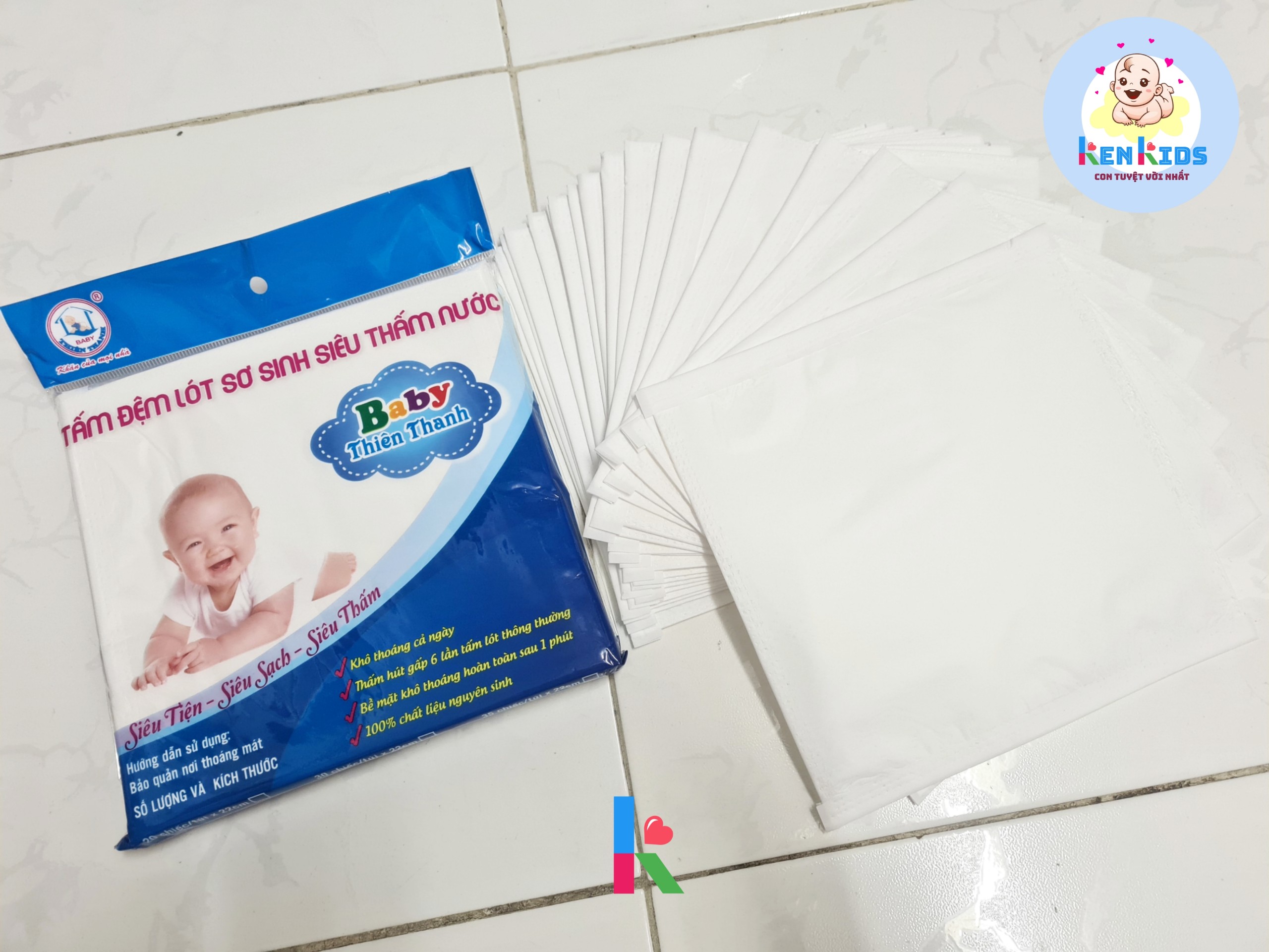 Lót phân su tấm lót chống tràn siêu thấm nước cho bé sơ sinh Thiên Thanh