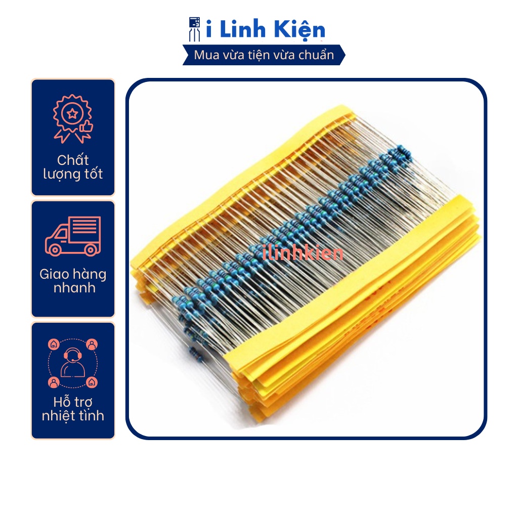 Điện trở vạch 1/4W 100R 1% chân đồng (50c)