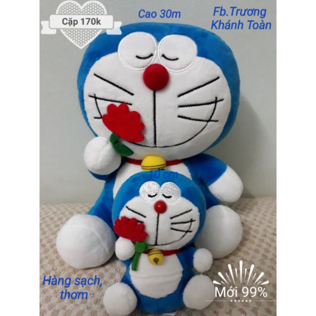 Doraemon Teddy Bears Holding Flowers