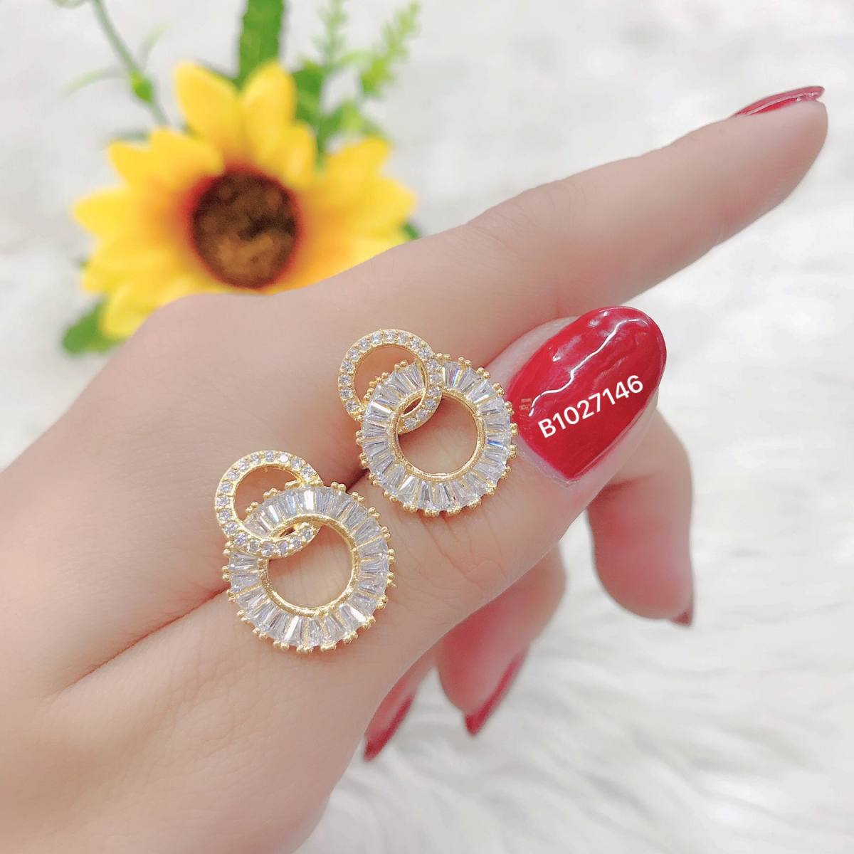 Bông tai nữ mạ vàng đính đá m2 7.12 36r