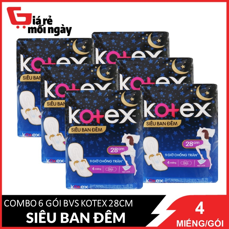 BĂNG VỆ SINH KOTEX SIÊU BAN ĐÊM 28CM 4 MIẾNG