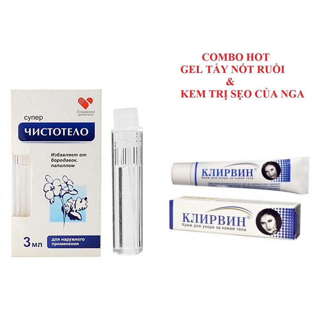Combo Gel tẩy nốt ruồi Dvelinil và làm mờ Sẹo Nga Klirvin an toàn, hiệu quả