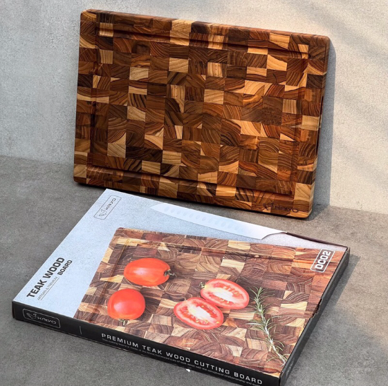 Thớt Gỗ Teak Đầu Cây KAIYO Cao Cấp Chữ Nhật - Không Khô Nứt, Cong Vênh, Mối Mọt Và Nấm Mốc
