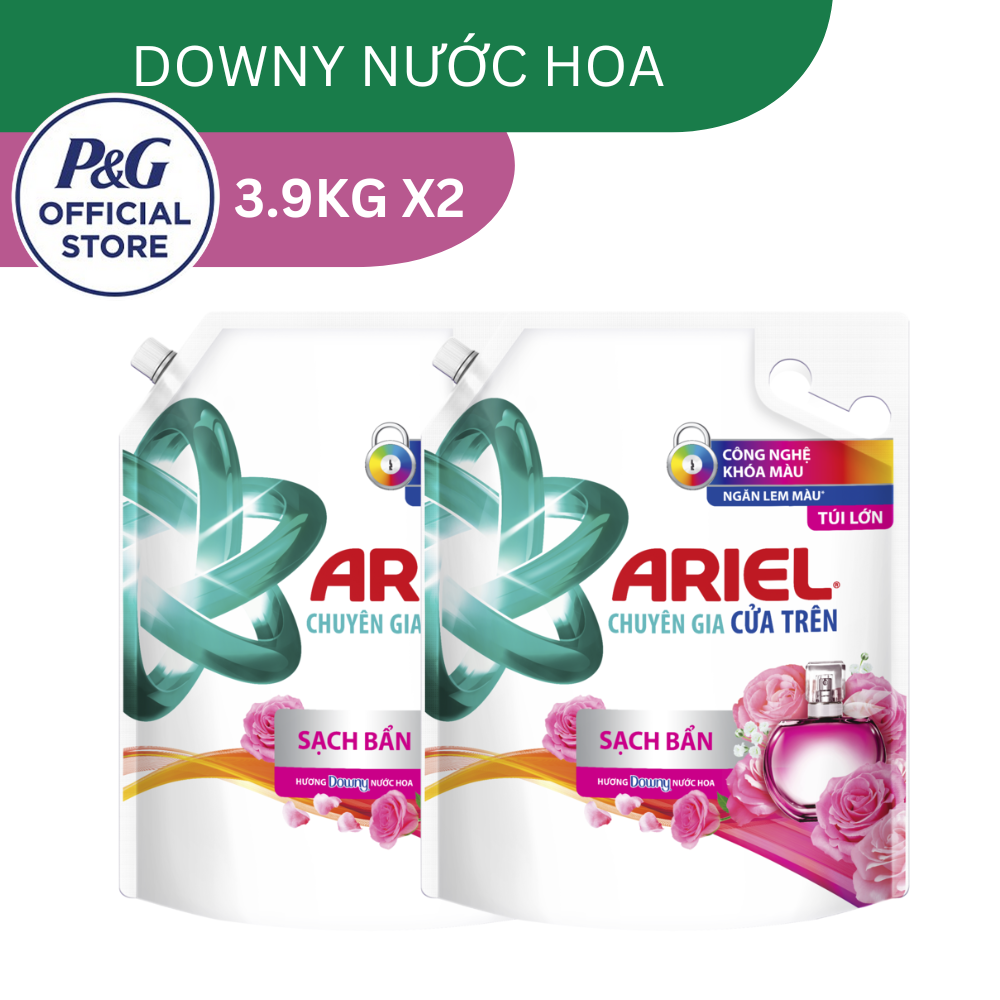 Combo 2 Nước Giặt ARIEL Chuyên Gia Cửa Trên Hương Downy Nước Hoa Túi 3.9KGx2