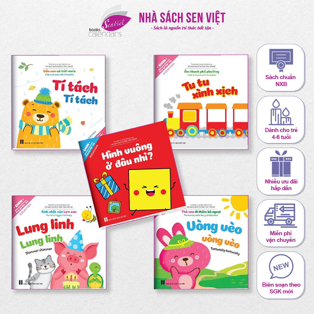Sách – combo 5 cuốn ehon nuôi dưỡng tâm hồn cho bé - song ngữ anh việt - vh