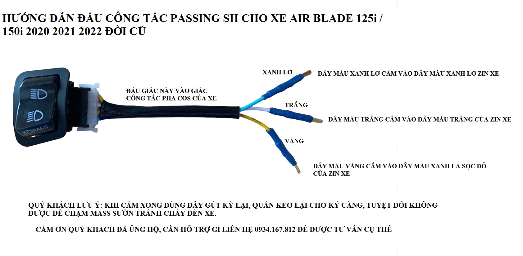 Công tắc Passing Air Blade 125i / 150i / 160i Đời Mới