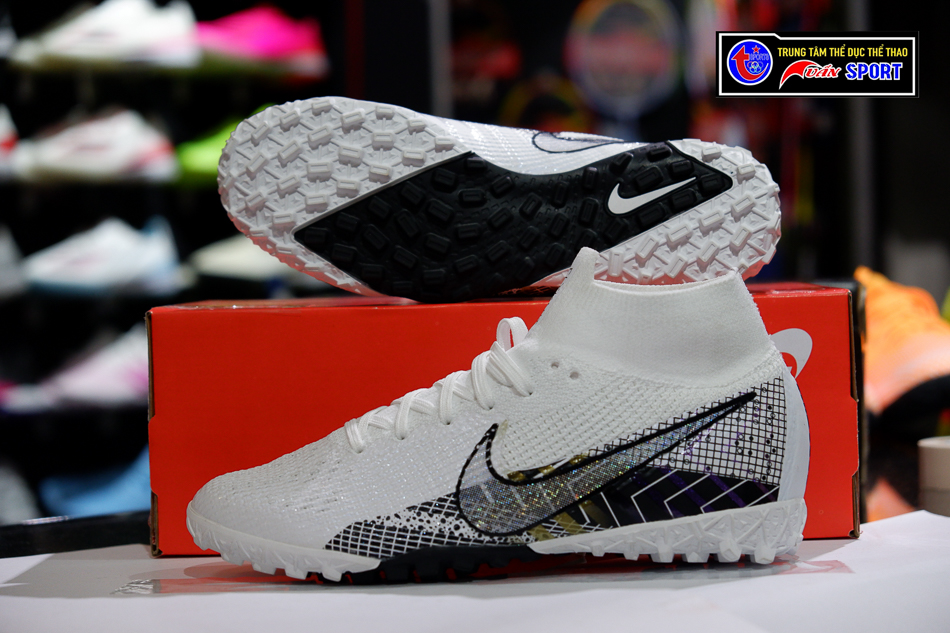 Giày đá bóng Mercurial Superfly 7 Elite TF - Trắng Đen