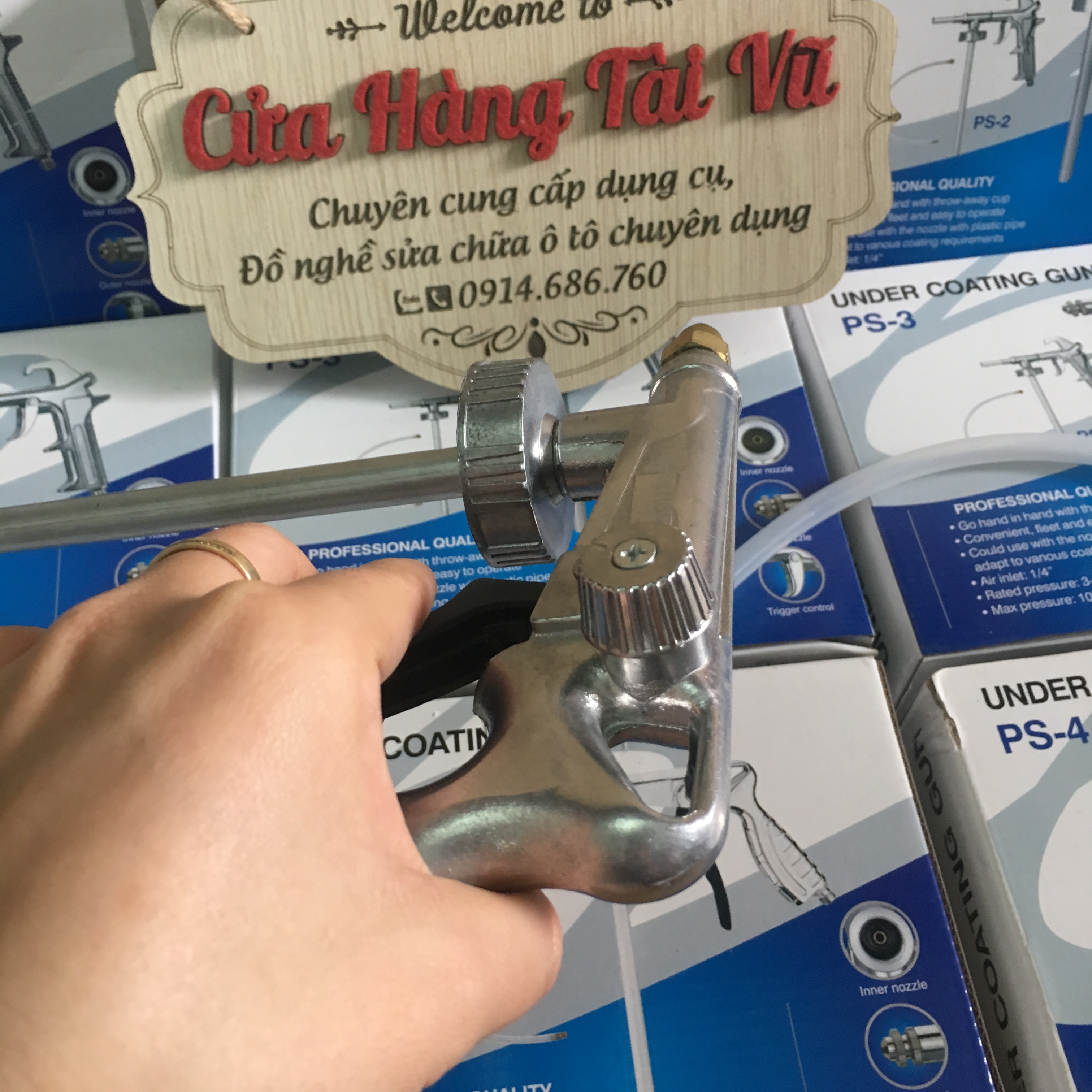 Súng phun sơn xịt phủ gầm xe có núm ĐIỀU CHỈNH