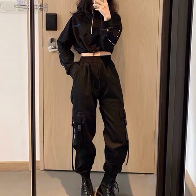 (Sẵn M L) Bộ đồ đen cá tính phong cách Hiphop- dancer có ảnh feedback