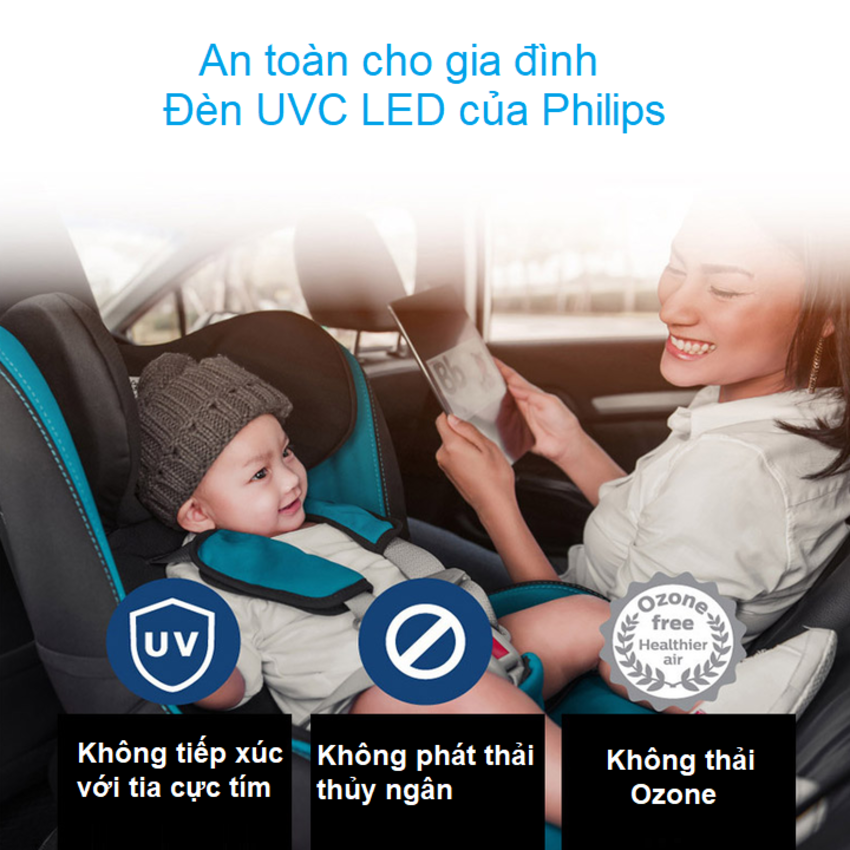 Máy khử mùi, lọc không khí dạng cốc trên xe ô tô cao cấp nhãn hiệu Philips, công suất 5.5W