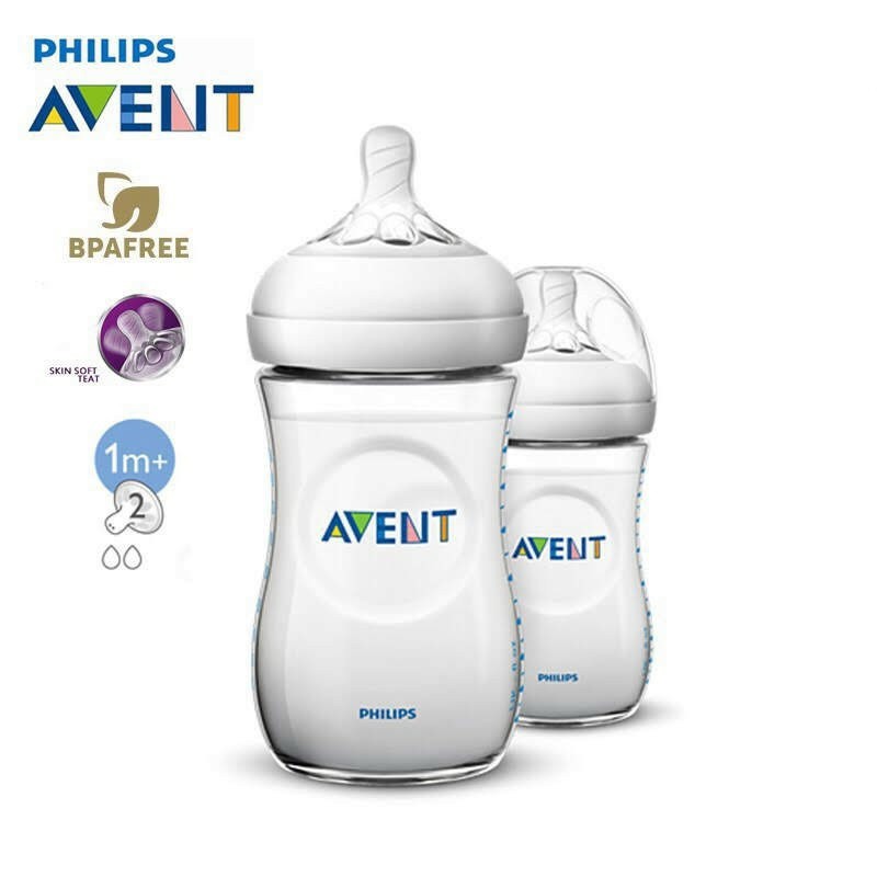 Combo 2 bình sữa philips Avent 125ml(Núm số 1)- 260ml (Núm số 2)