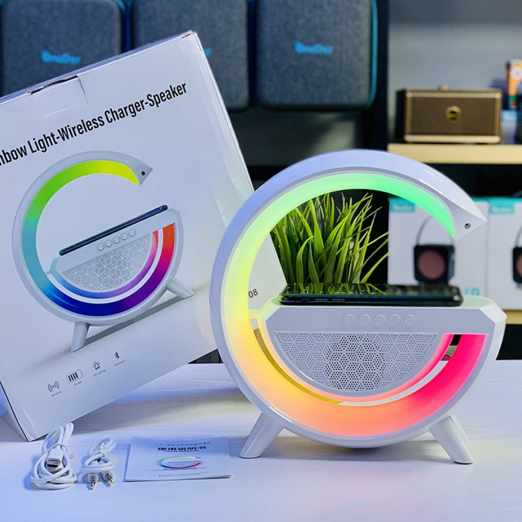 Loa Bluetooth Kiêm Đế Sạc Không Dây Có Đồng Hồ Báo Thức Chữ G, Đèn Ngủ ...