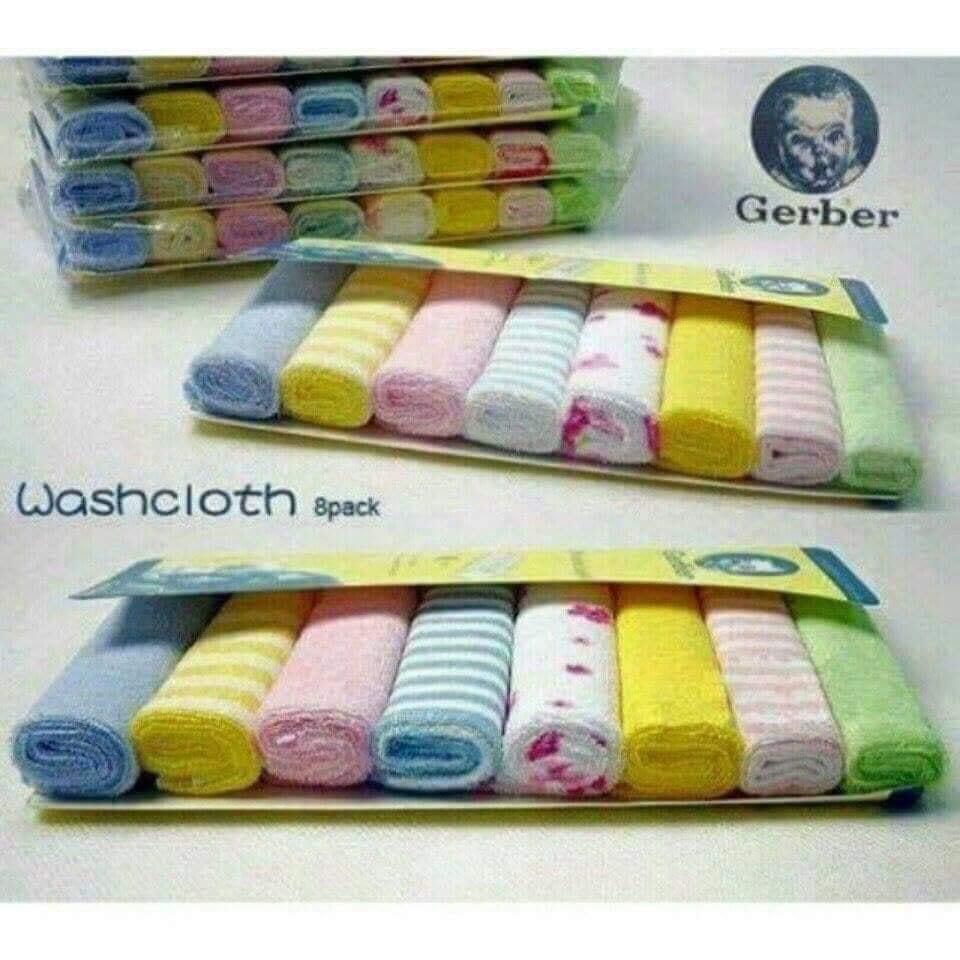 TÚI SET 8 KHĂN MẶT GERBER SIÊU MỀM MẠI, AN TOÀN CHO BÉ (Hàng chuẩn)