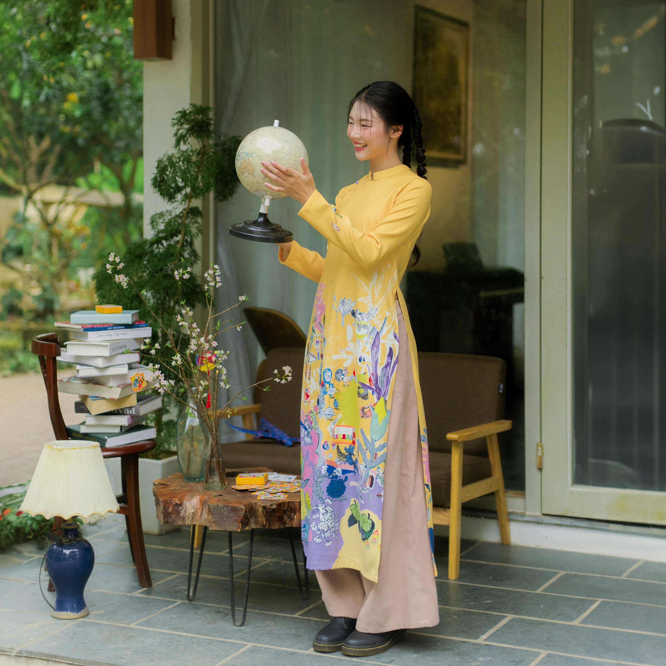 Áo Dài Nhung Về Nhà (đỏ/vàng) [Made by Tòhe]