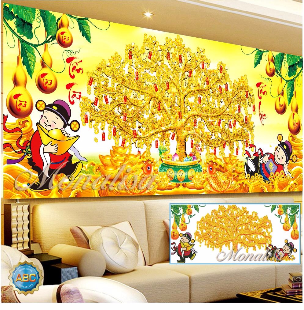 Tranh đính đá Tấn tài tấn lộc Y8304 (130x60xm)