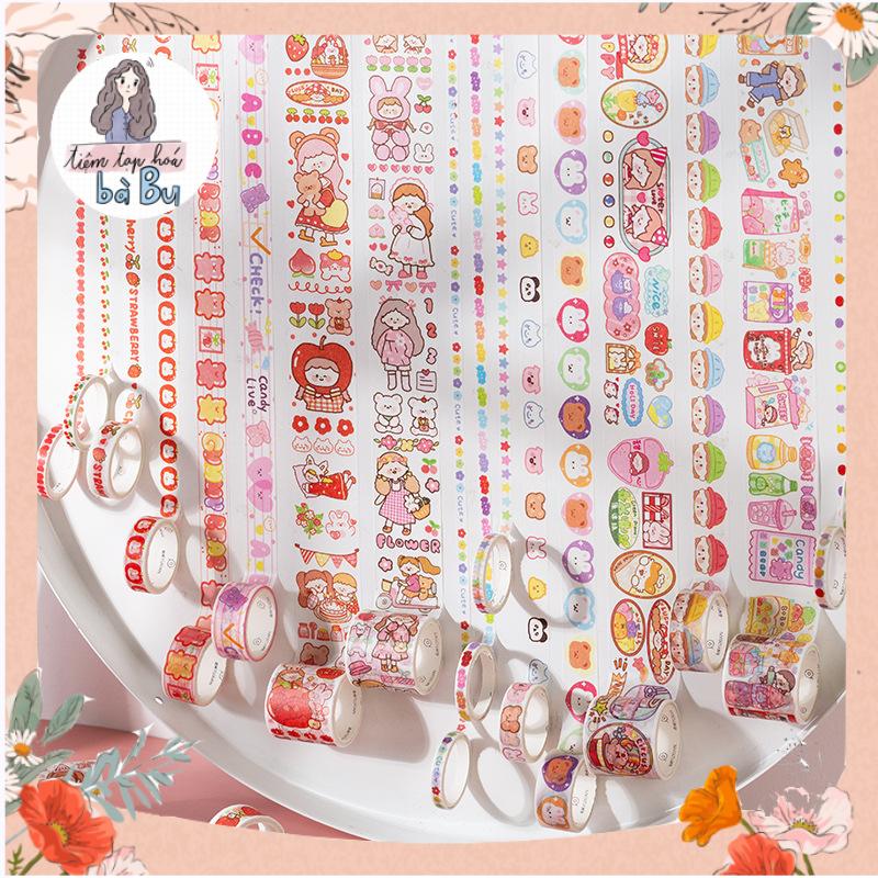 [GIRL THINGS] Hộp 100 cuộn washi tape dễ thương (có tách lẻ 20 cuộn)
