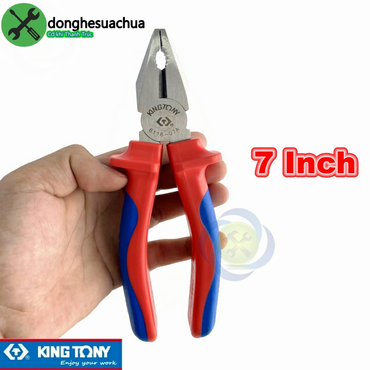 [HCM]Kìm điện Kingtony 6116-07A cán xanh - đỏ