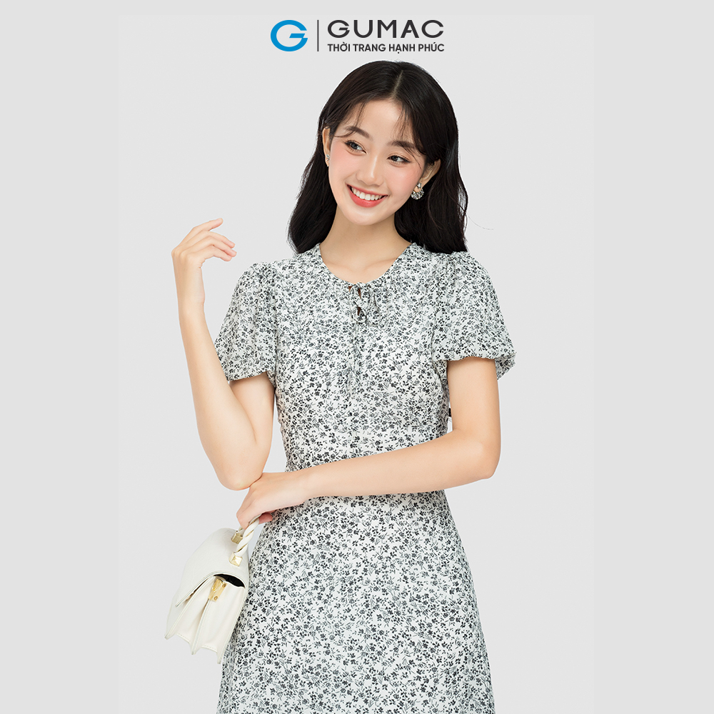 [15 - 17.6 |Voucher 8-15%] Đầm nữ A GUMAC, Đầm nữ hoa nơ cổ DD05083