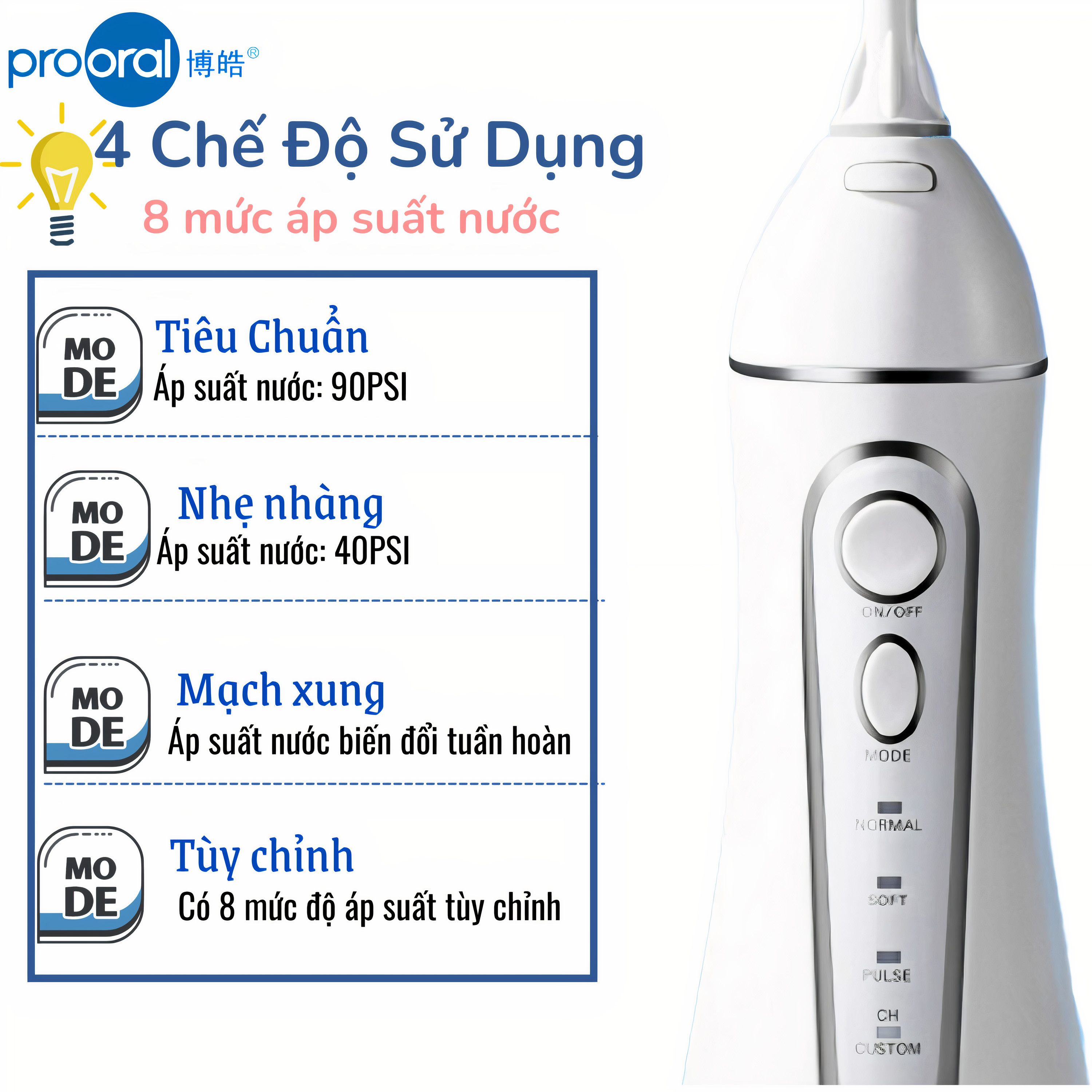 Máy Tăm Nước Prooral 5025 (nâng cấp của Prooral 5002) làm sạch răng miệng