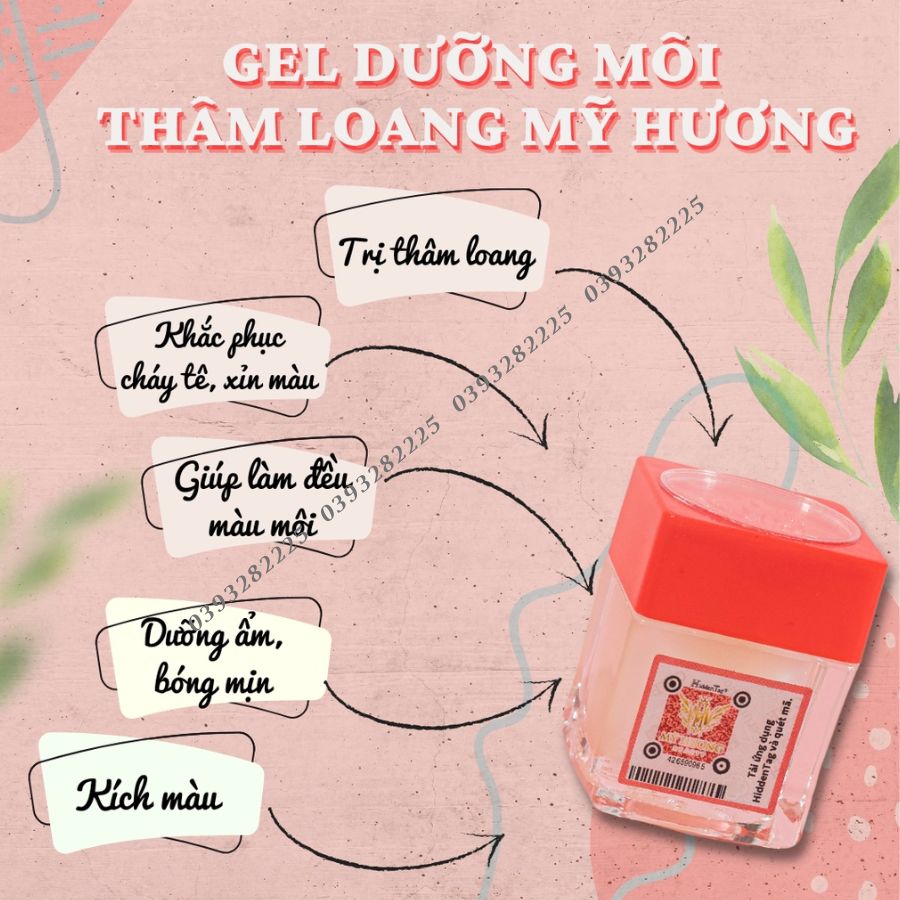 💋 Gel dưỡng môi và đ ặ c t r ị thâm loang Mỹ Hương