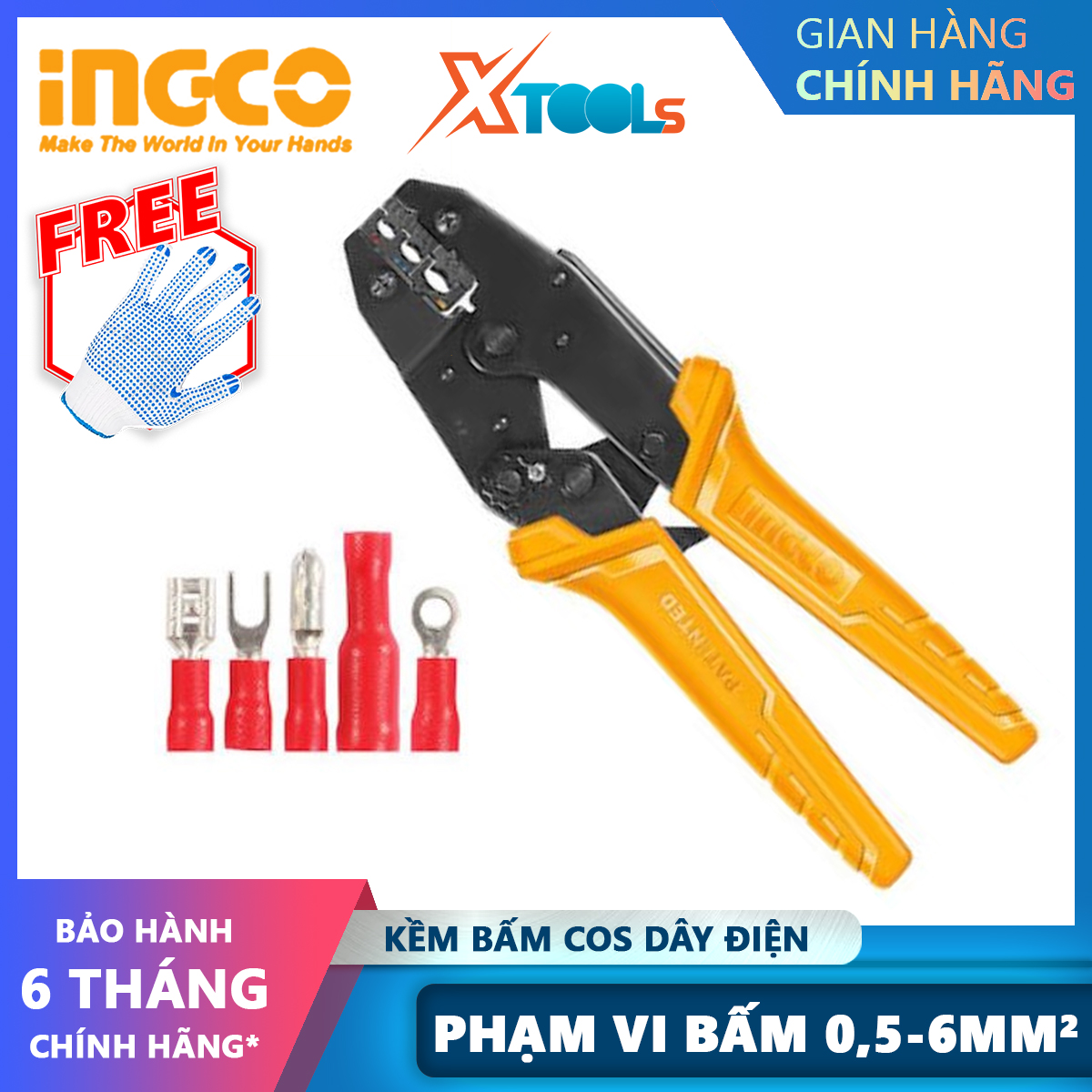 Ingco hrcpe0506 electric cos wire pliers plier instruments ratchet removal pliers length: 9 crimping range: 0,5-6mm insulated AWG: 20-10