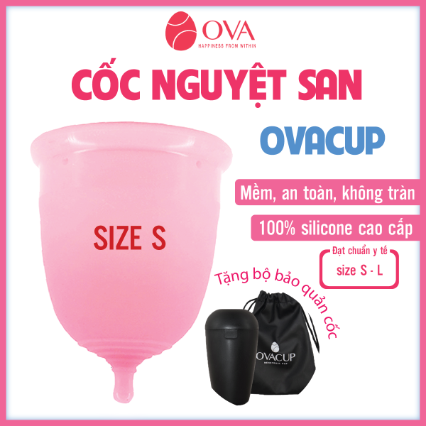 Cốc nguyệt san Ovacup nhập khẩu chính hãng Made In USA 100% Silicone y tế mềm chống tràn đạt tiêu chuẩn FDA Hoa Kỳ (màu hồng) cao cấp