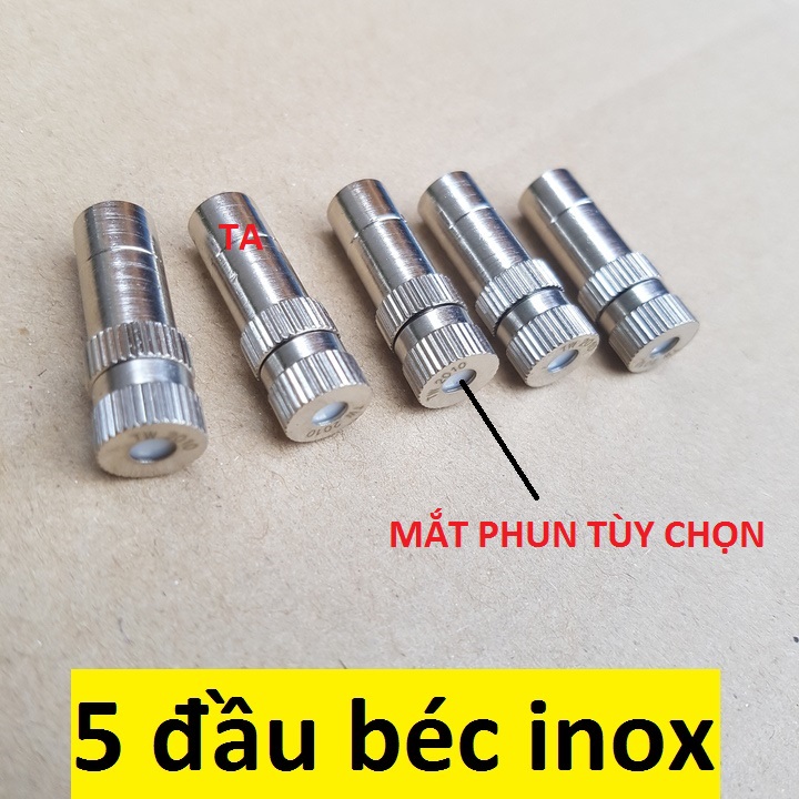 5 Đầu béc phun sương inox  SỐ 3 ( CÀI ỐNG NỐI NHANH 8mm )