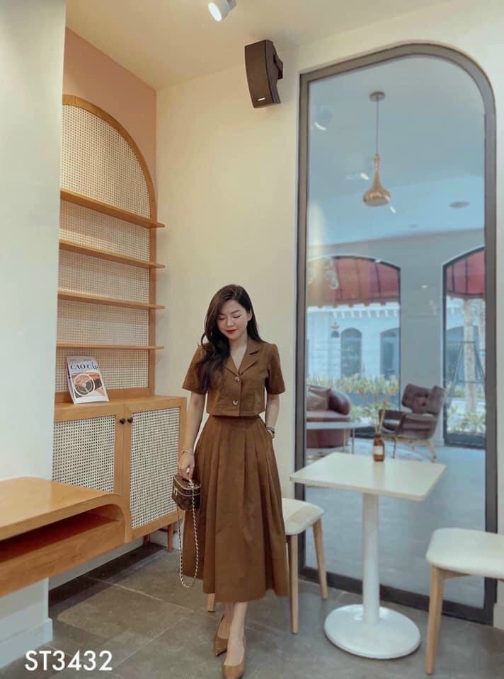 Set đầm nữ sang chảnh chất kaki mềm siêu xinh.