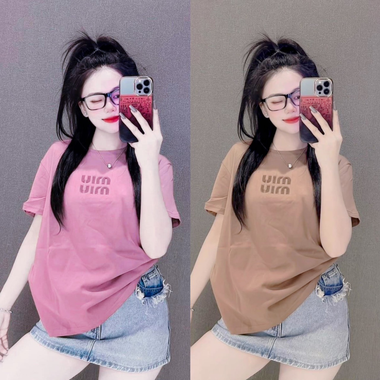 Áo thun Thái dáng vừa thêu chữ MM