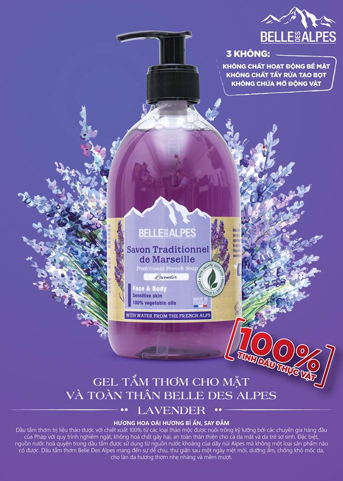 [HCM]Sữa tắm Tinh dầu Organic Pháp Belle Des Alpes
